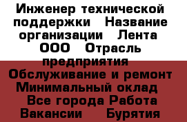 Инженер технической поддержки › Название организации ­ Лента, ООО › Отрасль предприятия ­ Обслуживание и ремонт › Минимальный оклад ­ 1 - Все города Работа » Вакансии   . Бурятия респ.